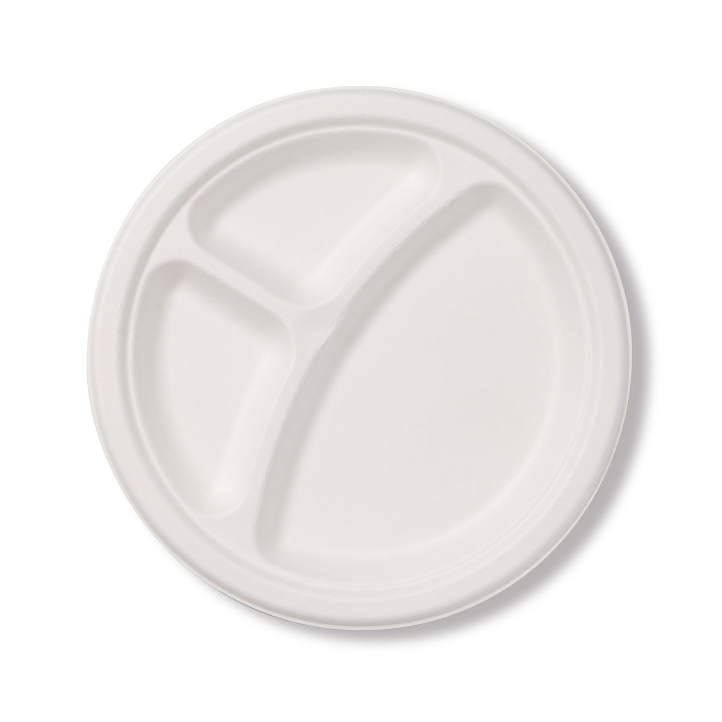 Three Compartment Round Plate (Unbleached)